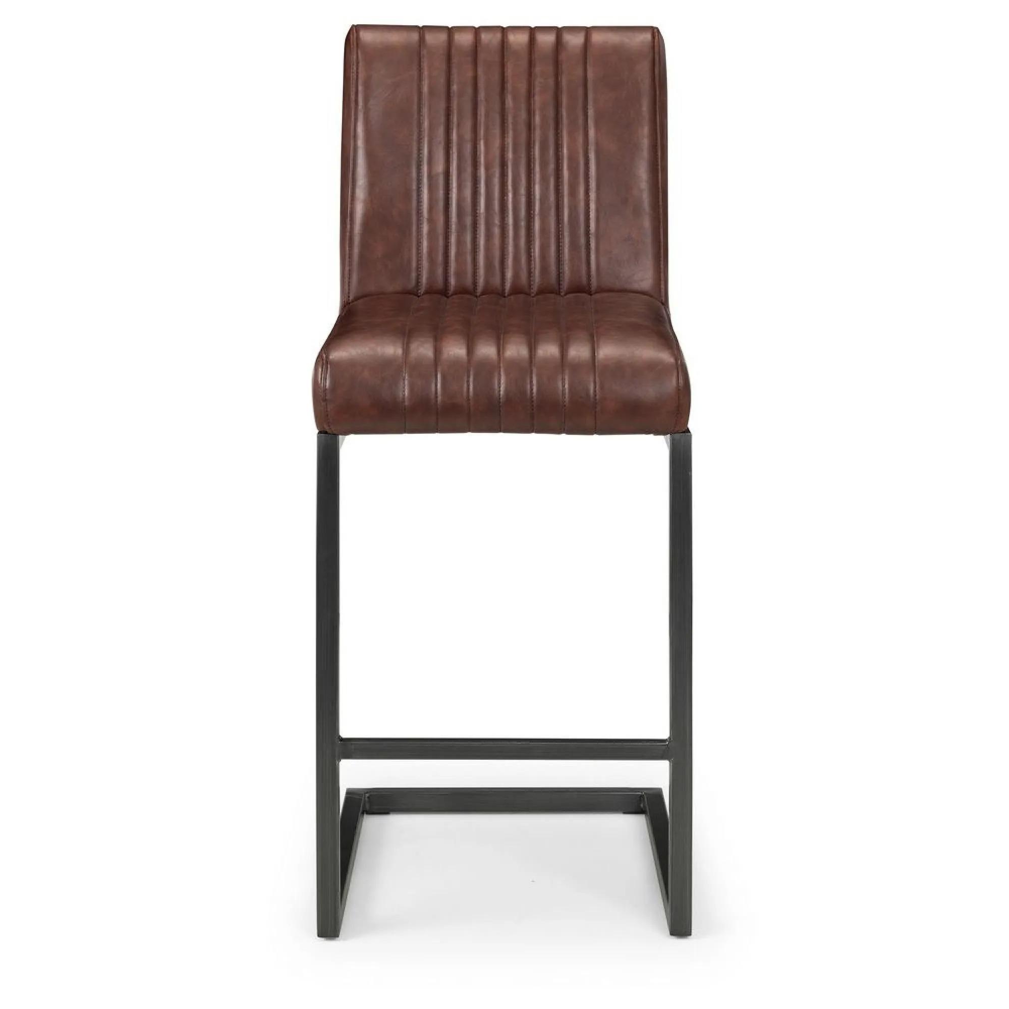 Brooklyn Barstool with Back - Set of 2 - Brown Faux Leather