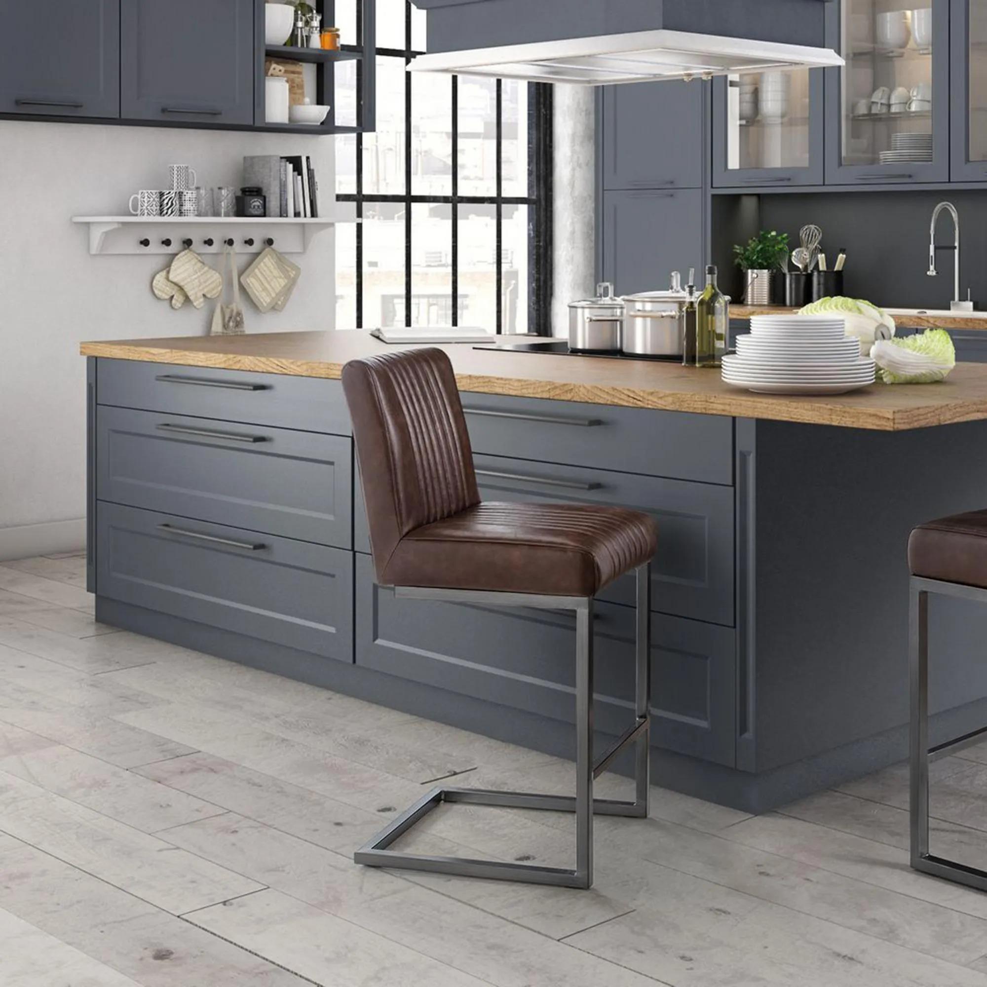 Brooklyn Barstool with Back - Set of 2 - Brown Faux Leather