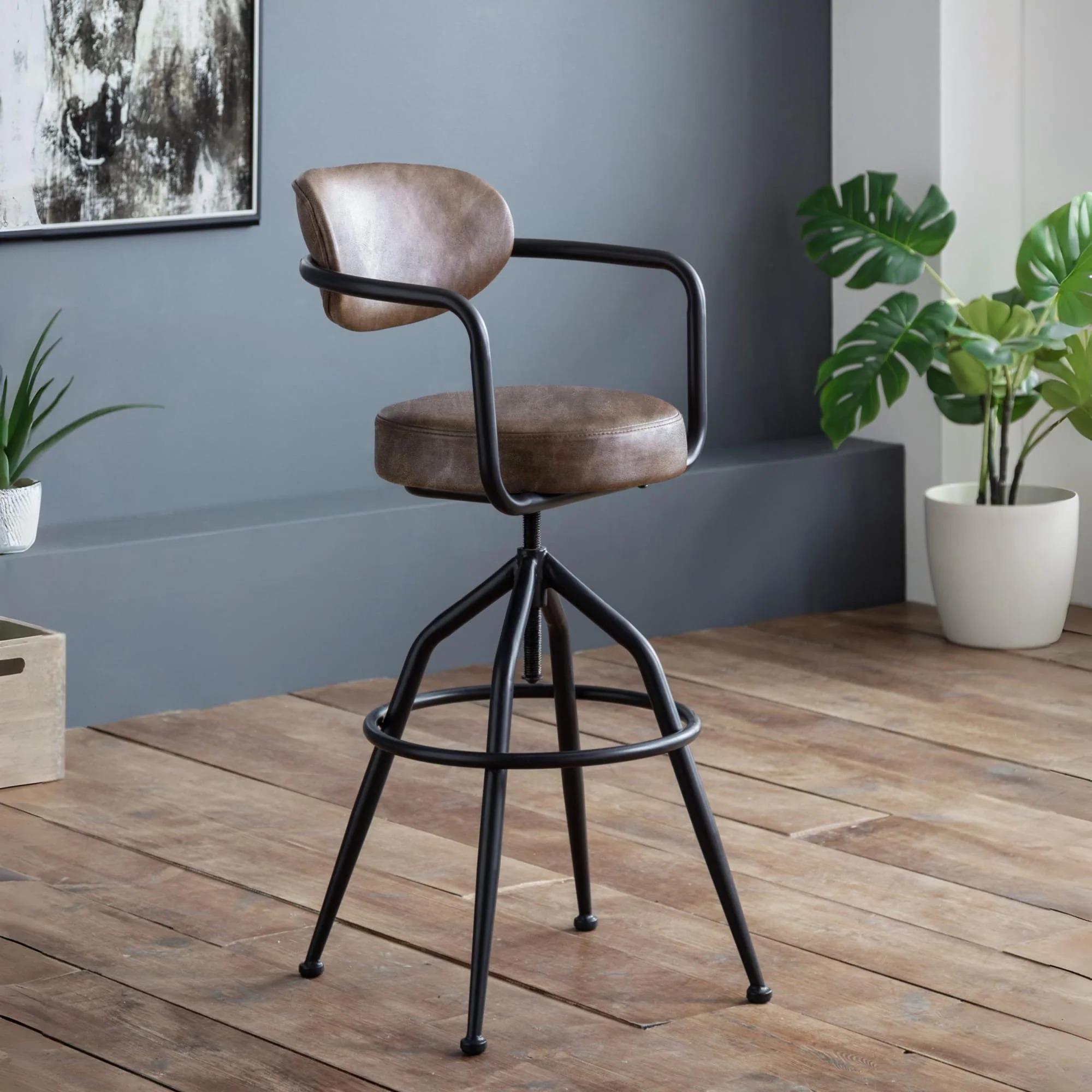 Barbican Swivel Barstool with Back - Set of 2 - Brown