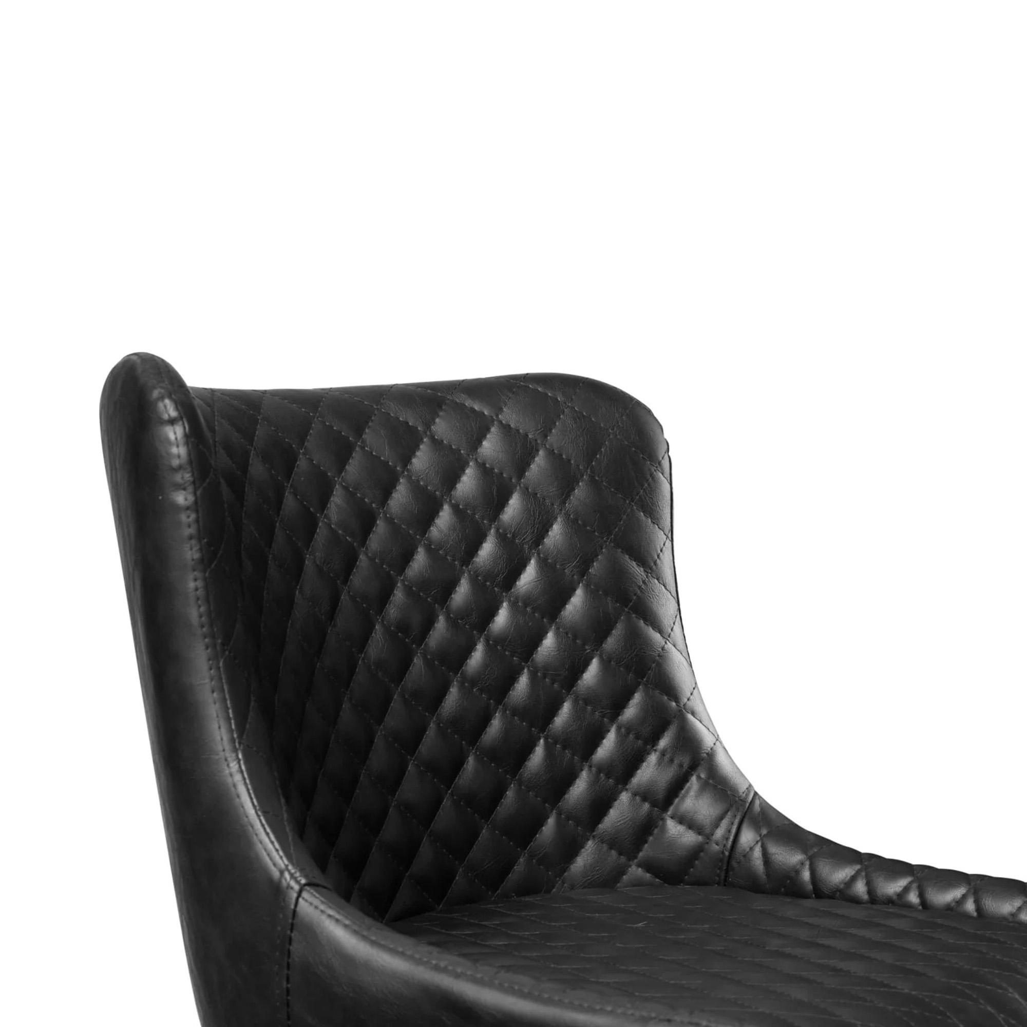 Leather Barstool with Back - Set of 2 - Black