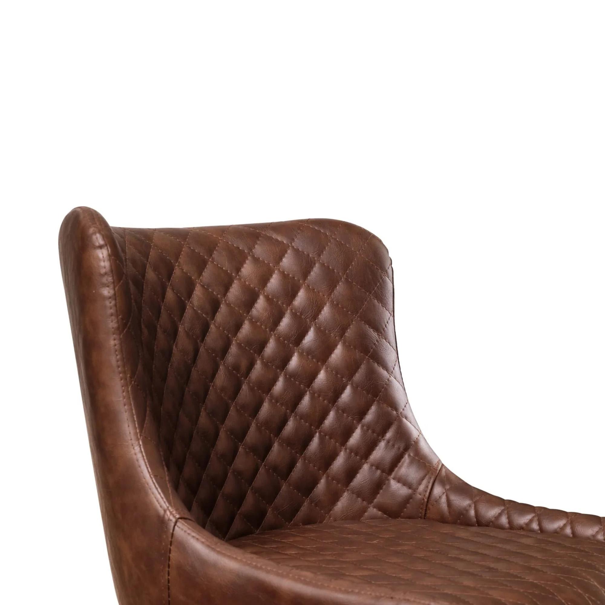 Leather Barstool with Back - Set of 2 - Brown