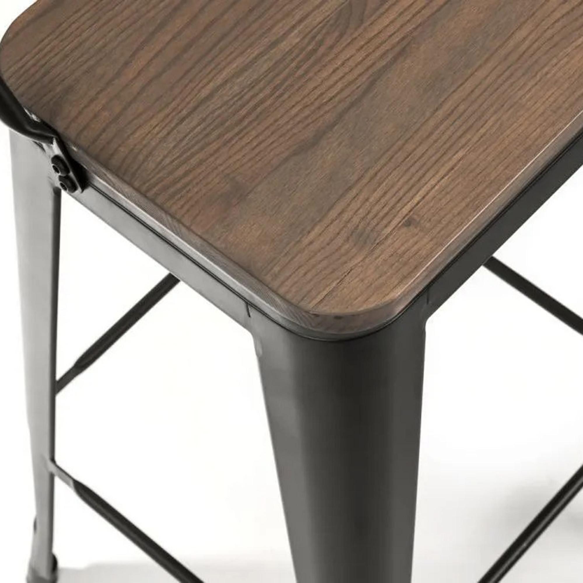 Grafton Barstool with Back - Set of 2 - Elm Wood - Industrial