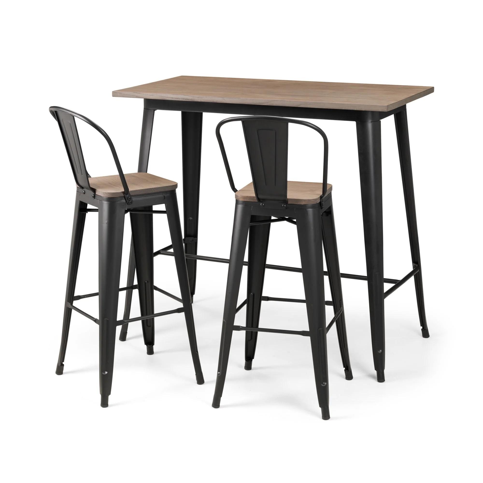 Grafton Bar Set - 2 Stools - Elm Wood - Industrial