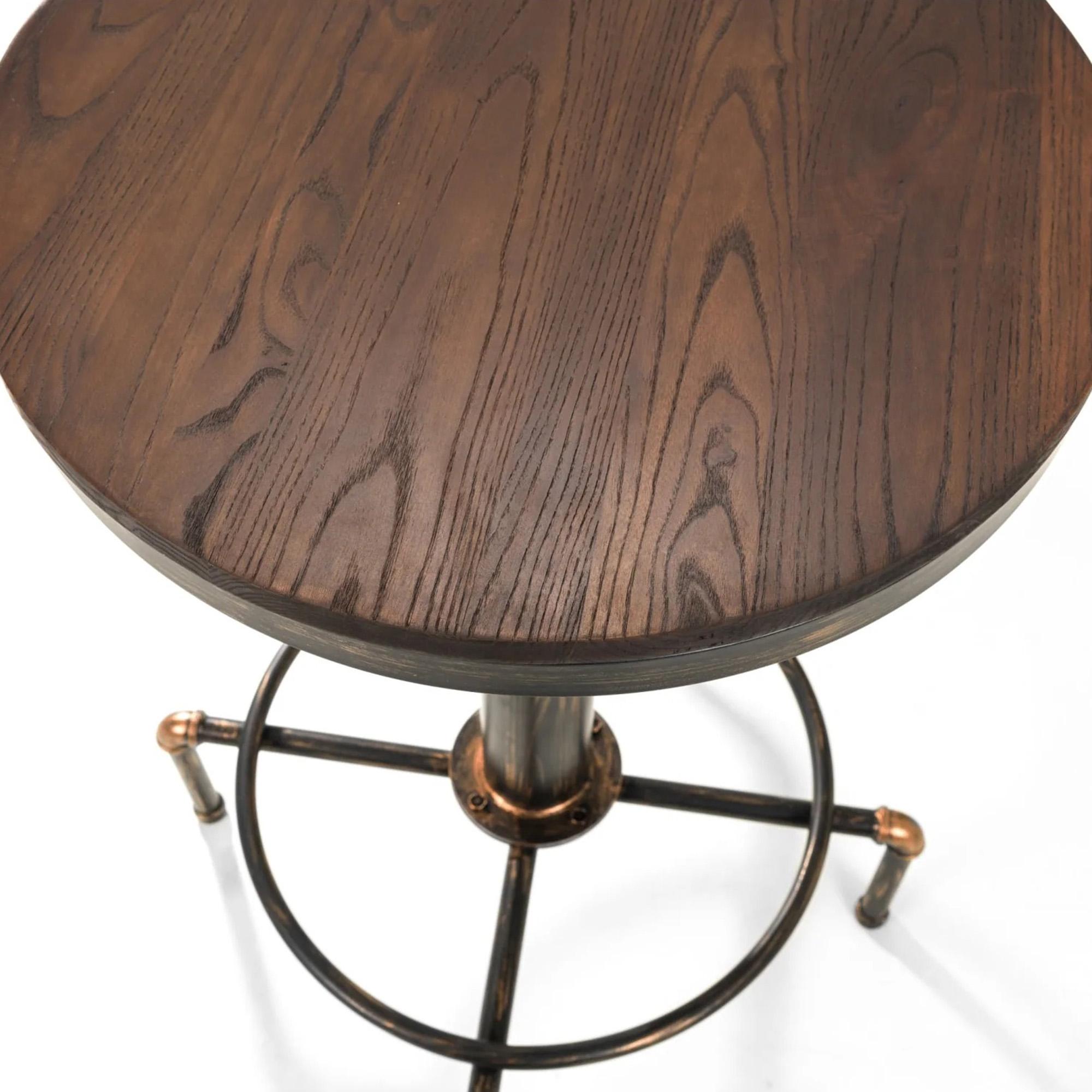 Rockport Rustic Elm Industrial Round Bar Table