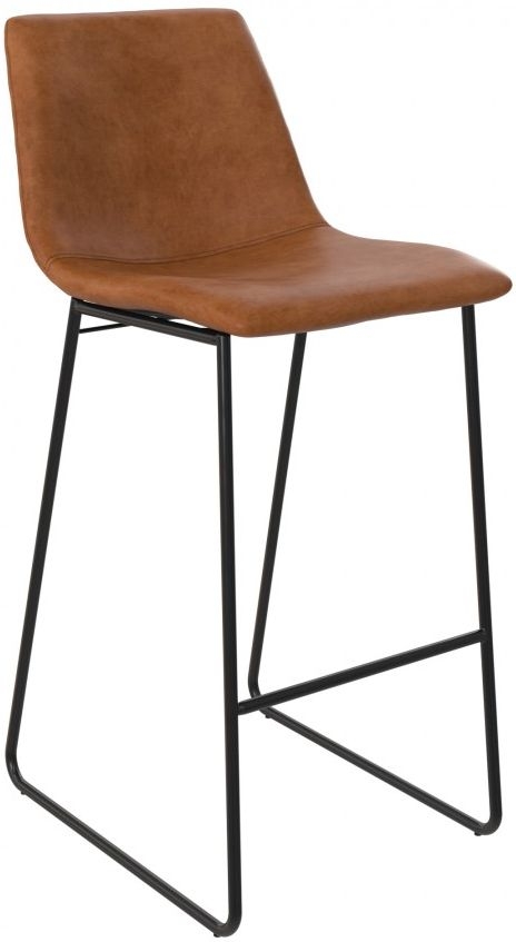 Bowden Barstool - Set of 2 - Caramel Maple Faux Leather - S022413TUK