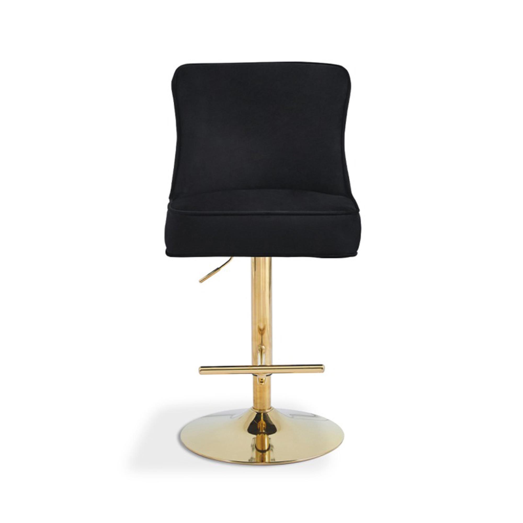 Casas Barstool - Set of 2 - Black Velvet Fabric and Gold Legs