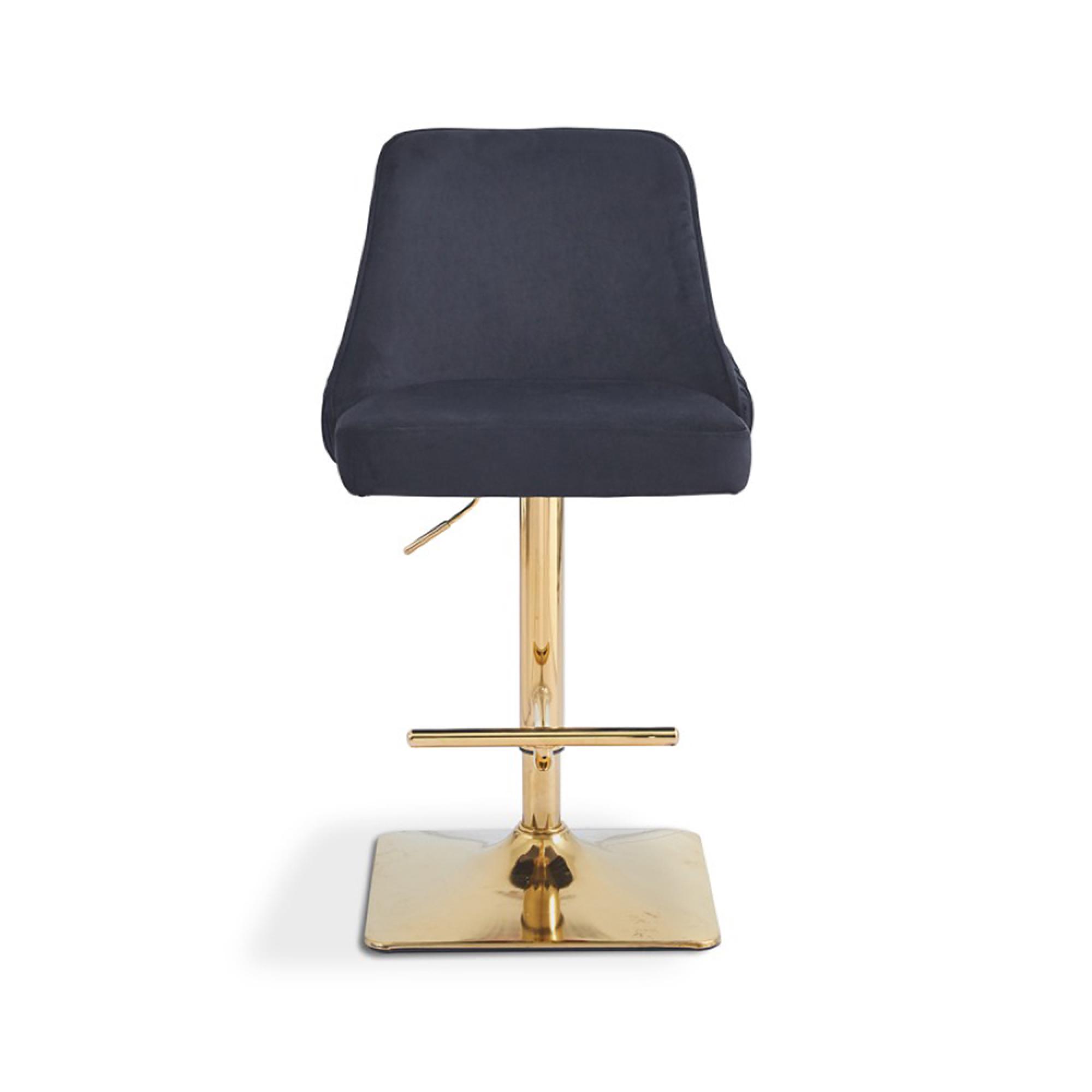 Eris Barstool - Set of 2 - Black Velvet Fabric and Gold Legs