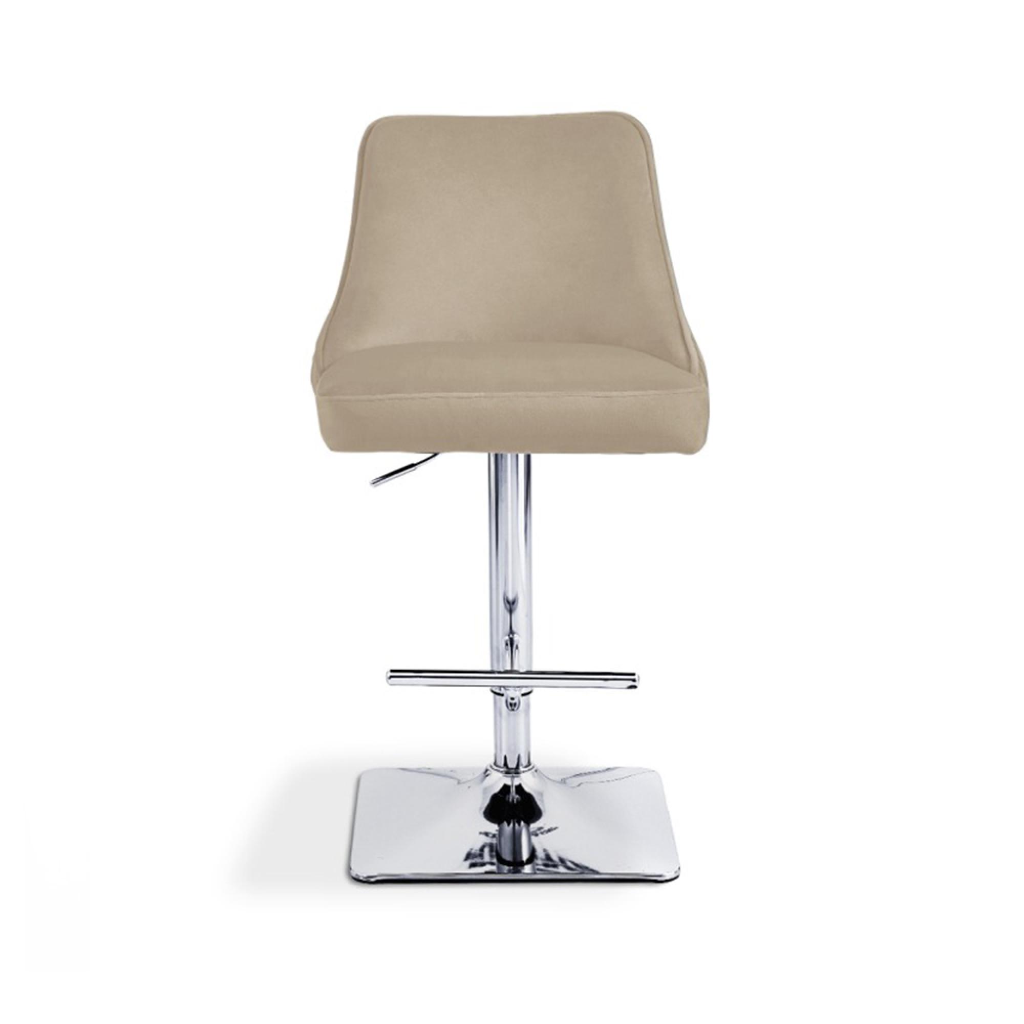 Eris Barstool - Set of 2 - Taupe Velvet Fabric and Chrome Legs