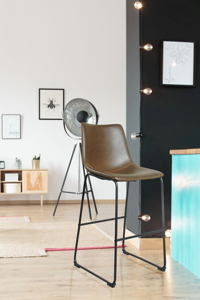 2 x Fremont Chestnut Vintage Leather Barstool