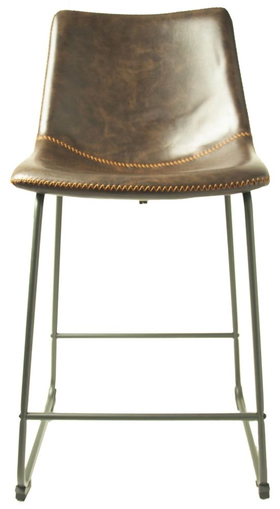 2 x Fremont Chestnut Vintage Leather Counter Stool