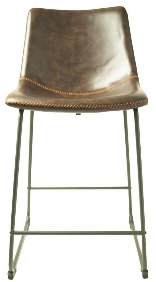 2 x Fremont Chestnut Vintage Leather Counter Stool