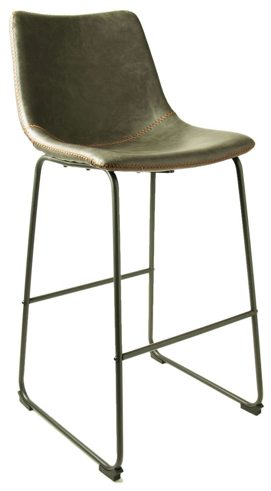 2 x Fremont Grey Vintage Leather Barstool