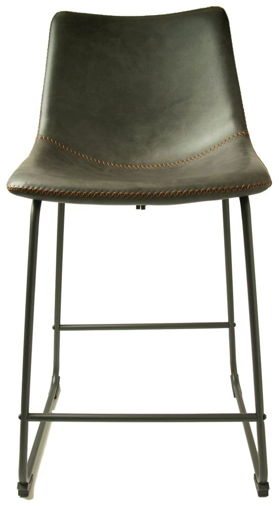 2 x Fremont Grey Vintage Leather Counter Stool