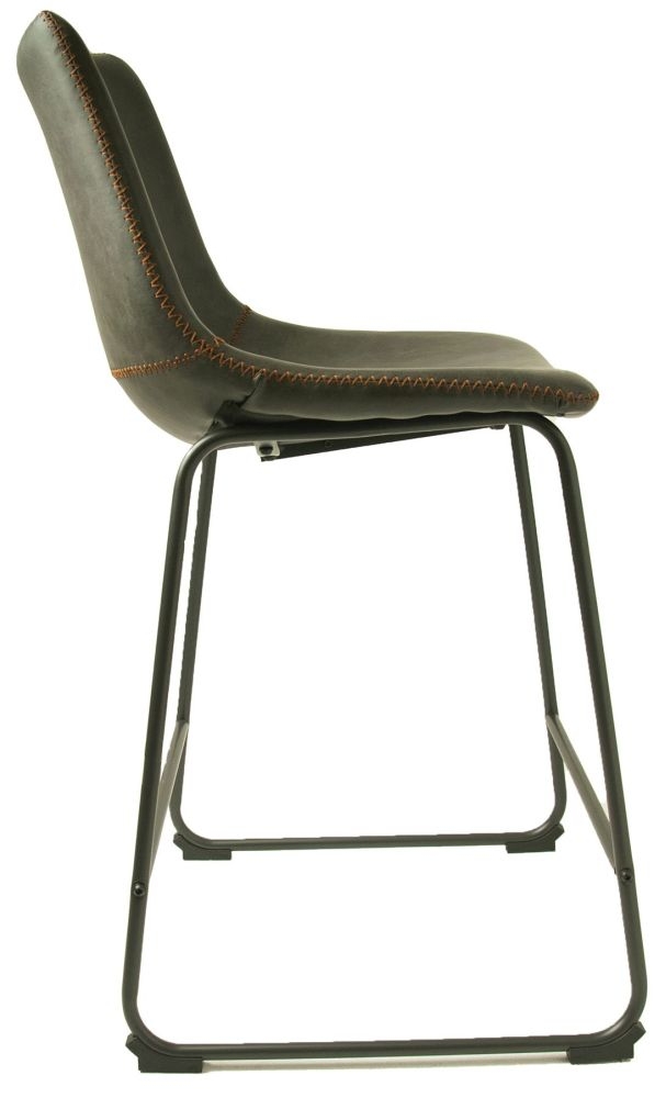 2 x Fremont Grey Vintage Leather Counter Stool