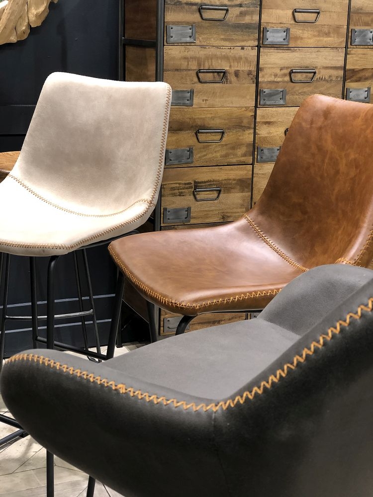 2 x Fremont Tan Vintage Leather Barstool