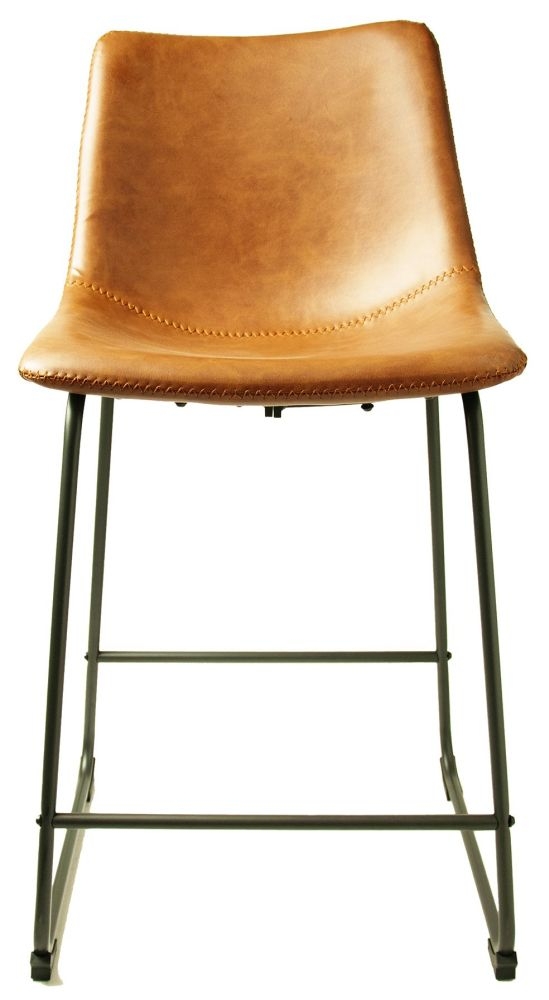2 x Fremont Tan Vintage Leather Counter Stool
