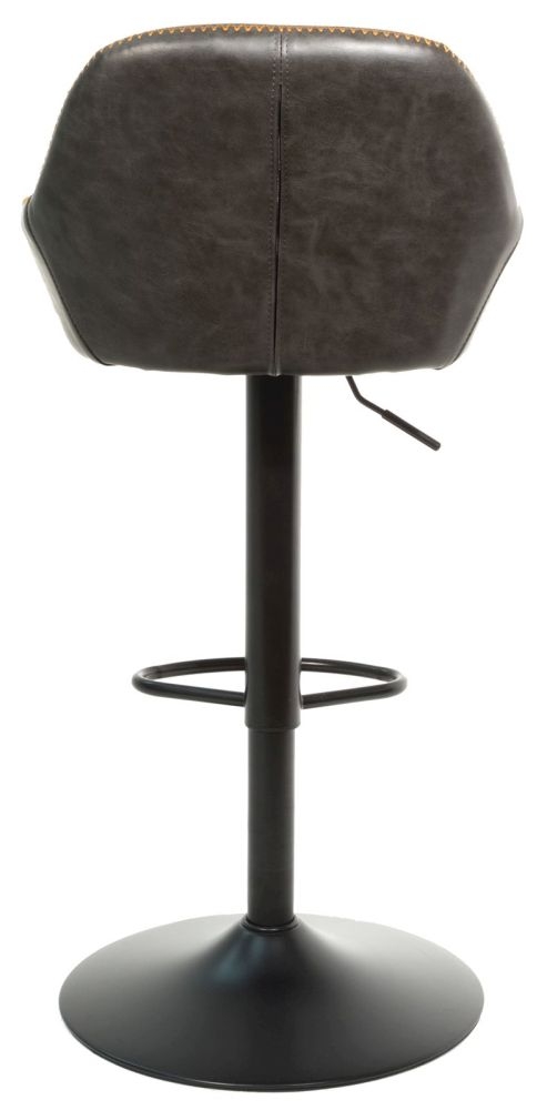 2 x Hawai Grey Vintage Leather Gas Lift Barstool