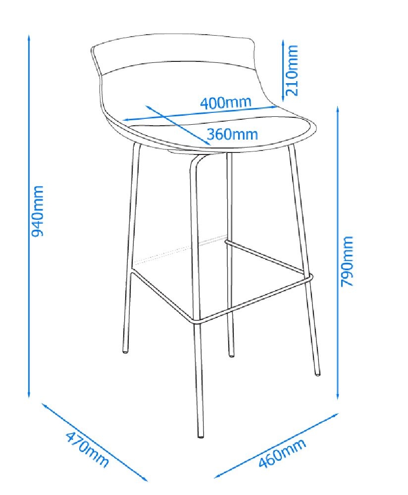 Helena Barstool - Set of 2 - White - ABS7085WHT
