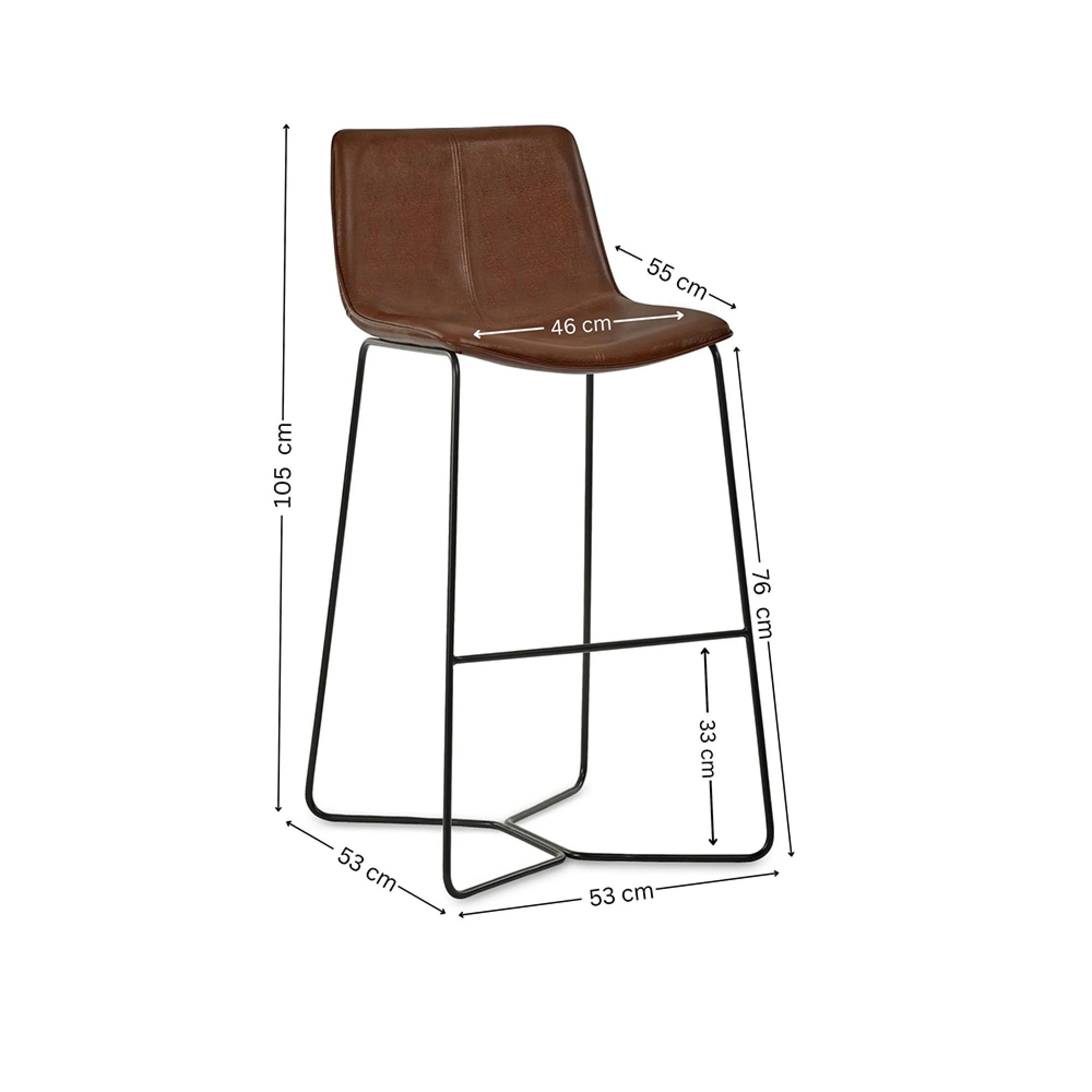 Joren Barstool with Back - Set of 2 - Tan Brown Faux Leather