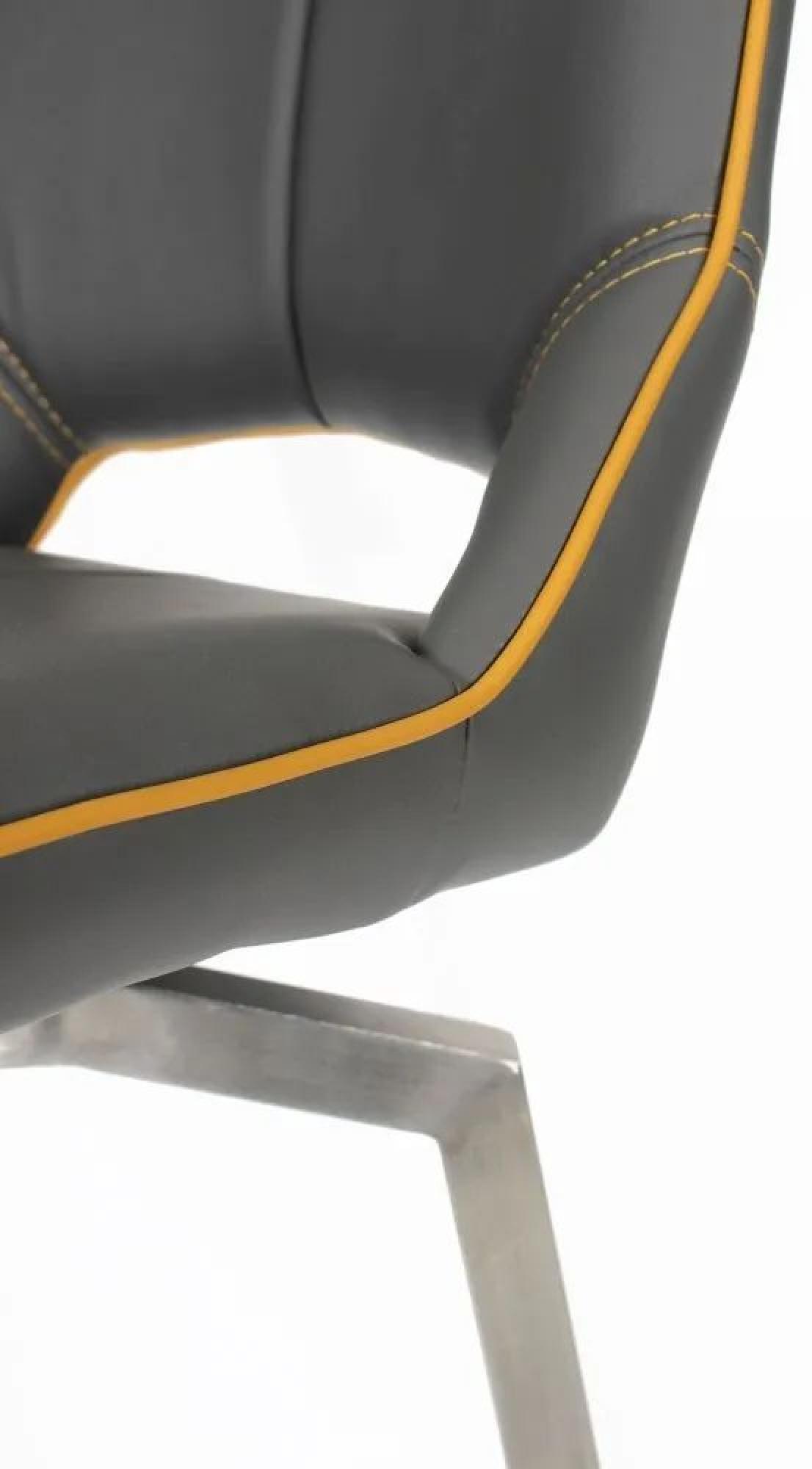 Mako Barstool - Set of 2 - Grey Leather - Swivel