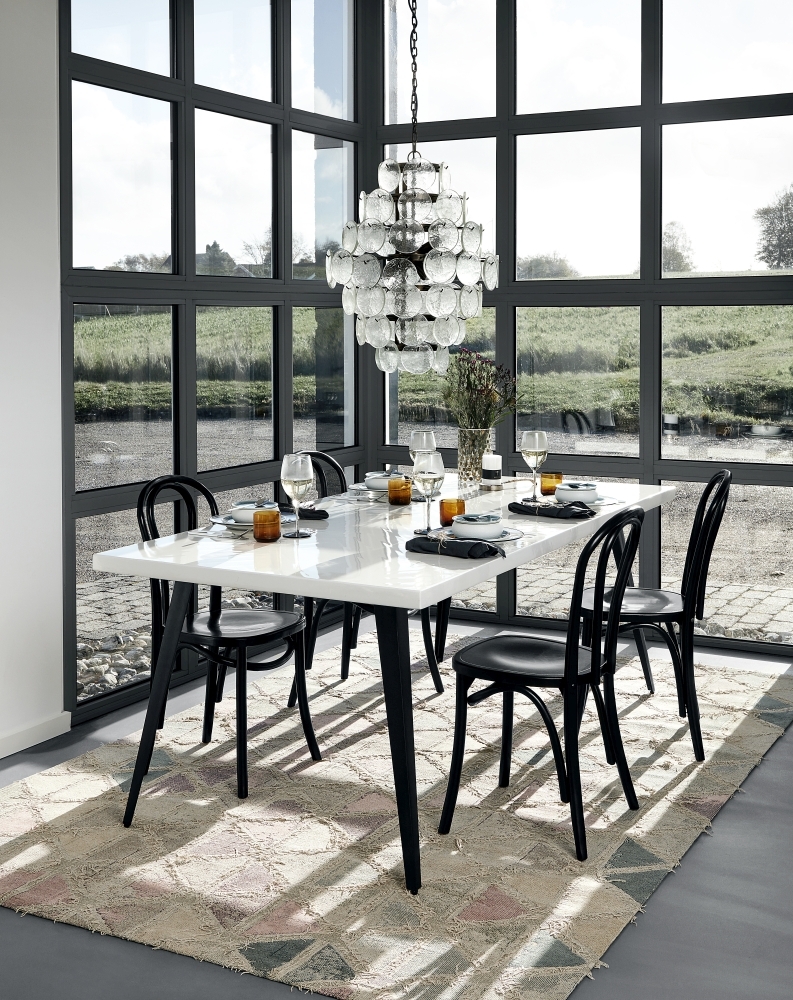 Bistro Bar Chairs - Set of 2 - Wooden - Shiny Black