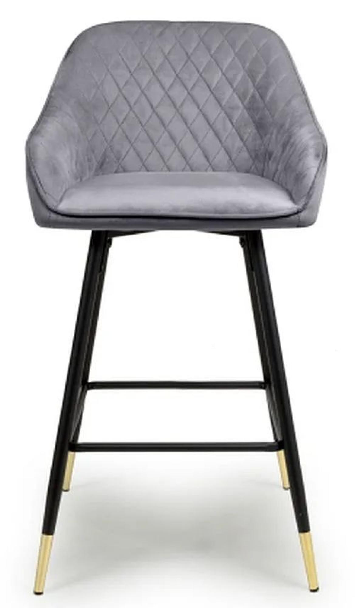 Savanna Barstool - Set of 2 - Brushed Grey Velvet