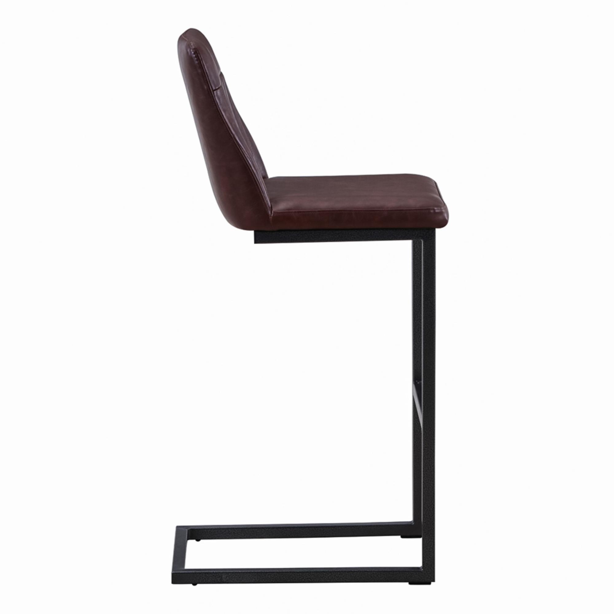 Vintage Barstools - Set of 2 - Brown Faux Leather - Cantilever Base