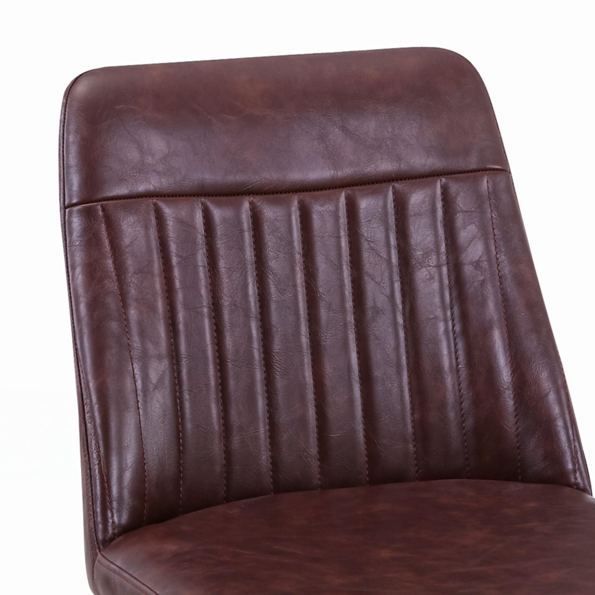 Vintage Barstools - Set of 2 - Brown Faux Leather - Cantilever Base