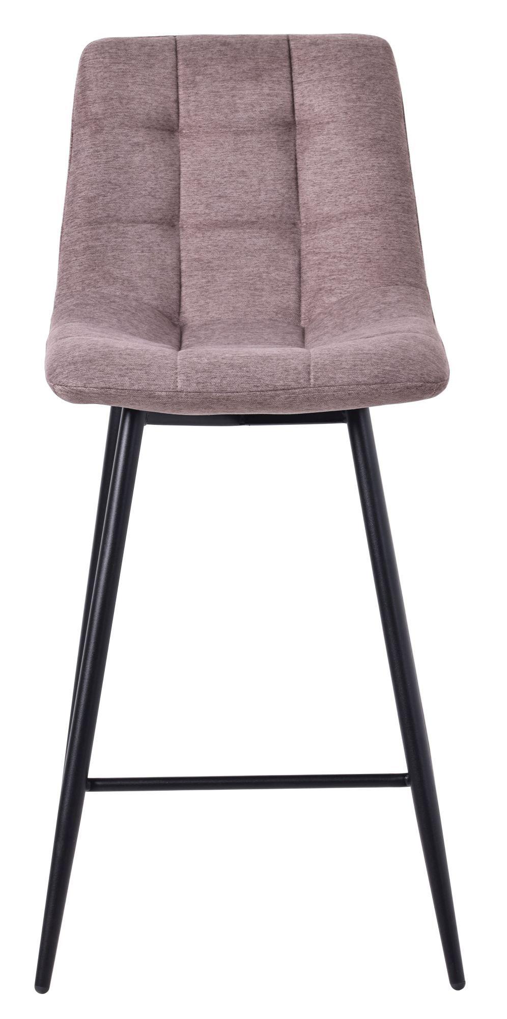 Corona High Back Barstool - Camel Velvet Fabric - Black Metal Legs