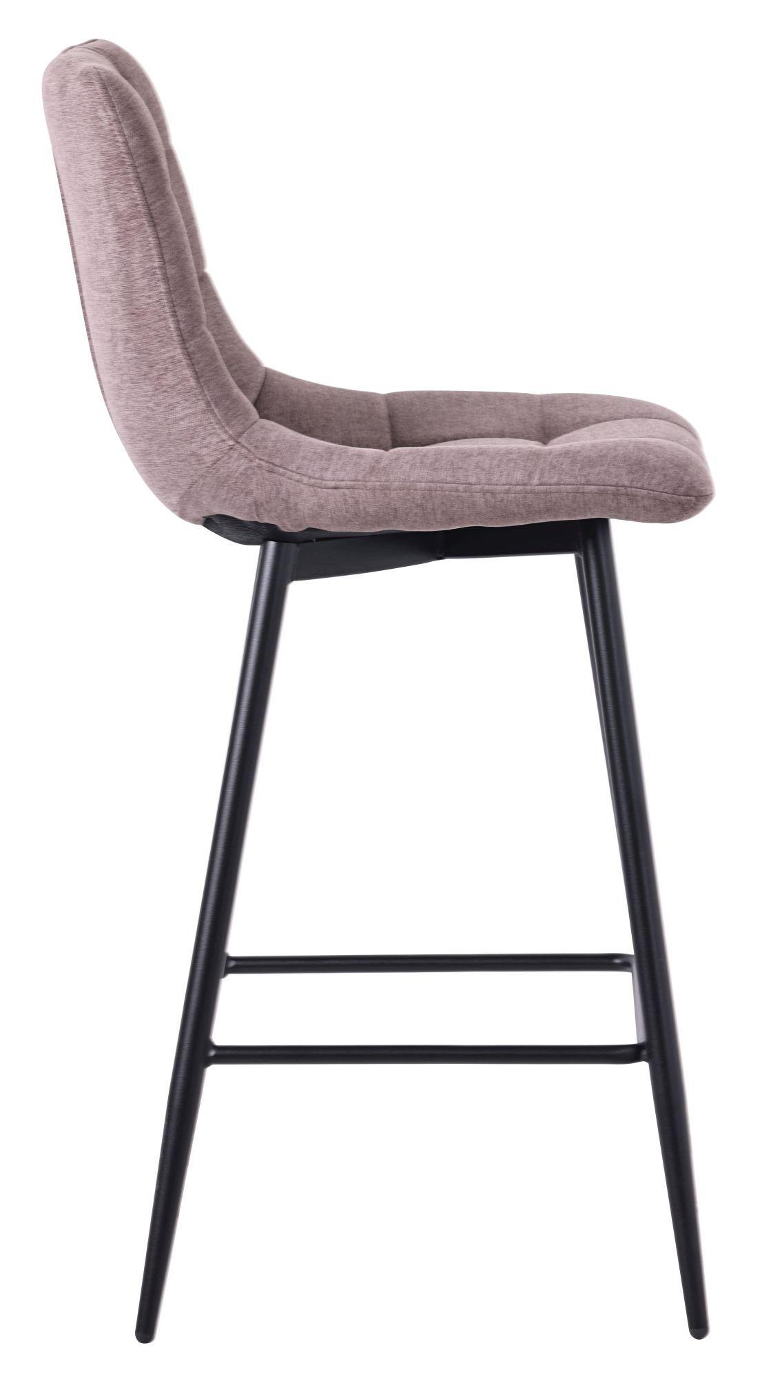 Corona High Back Barstool - Camel Velvet Fabric - Black Metal Legs