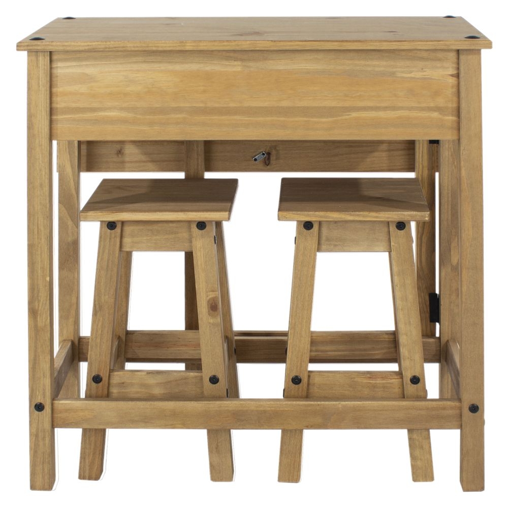 Corona Drop Leaf Table with 2 Stools - Pine Mexican