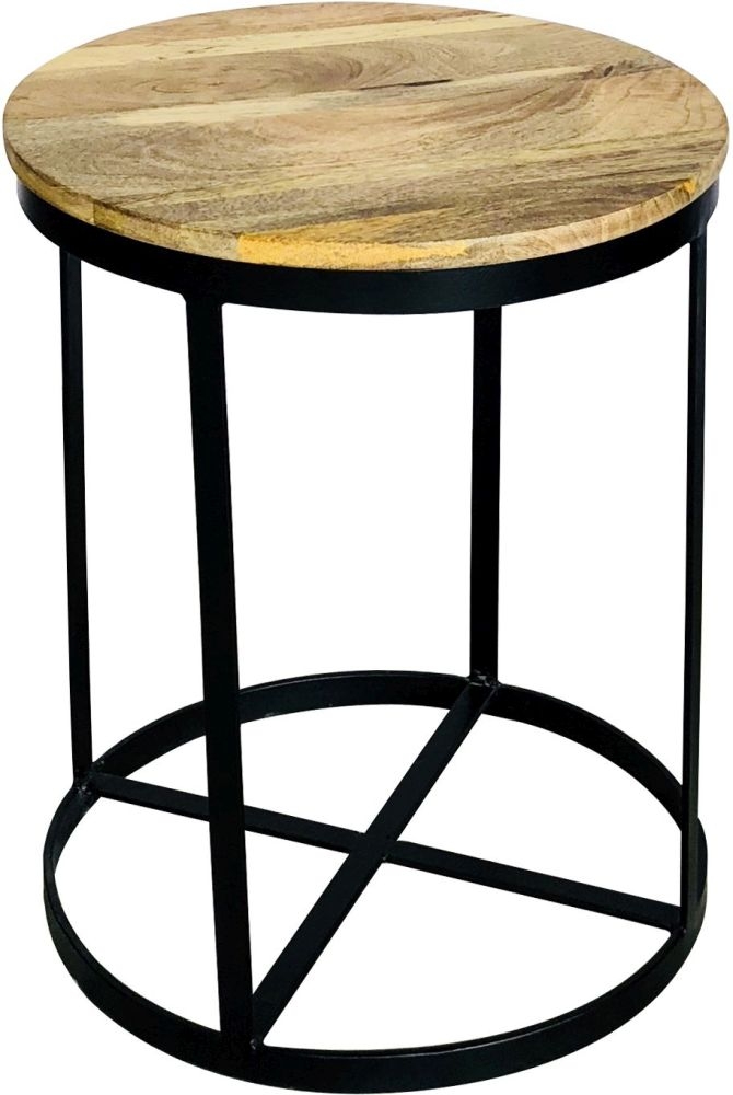 Ravi Mango Wood Small Round Accent Table
