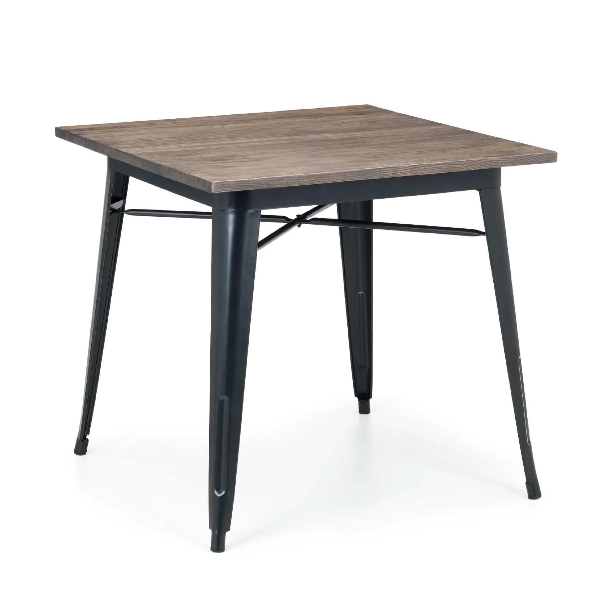 Grafton Elm Wood Industrial Square Bar Table