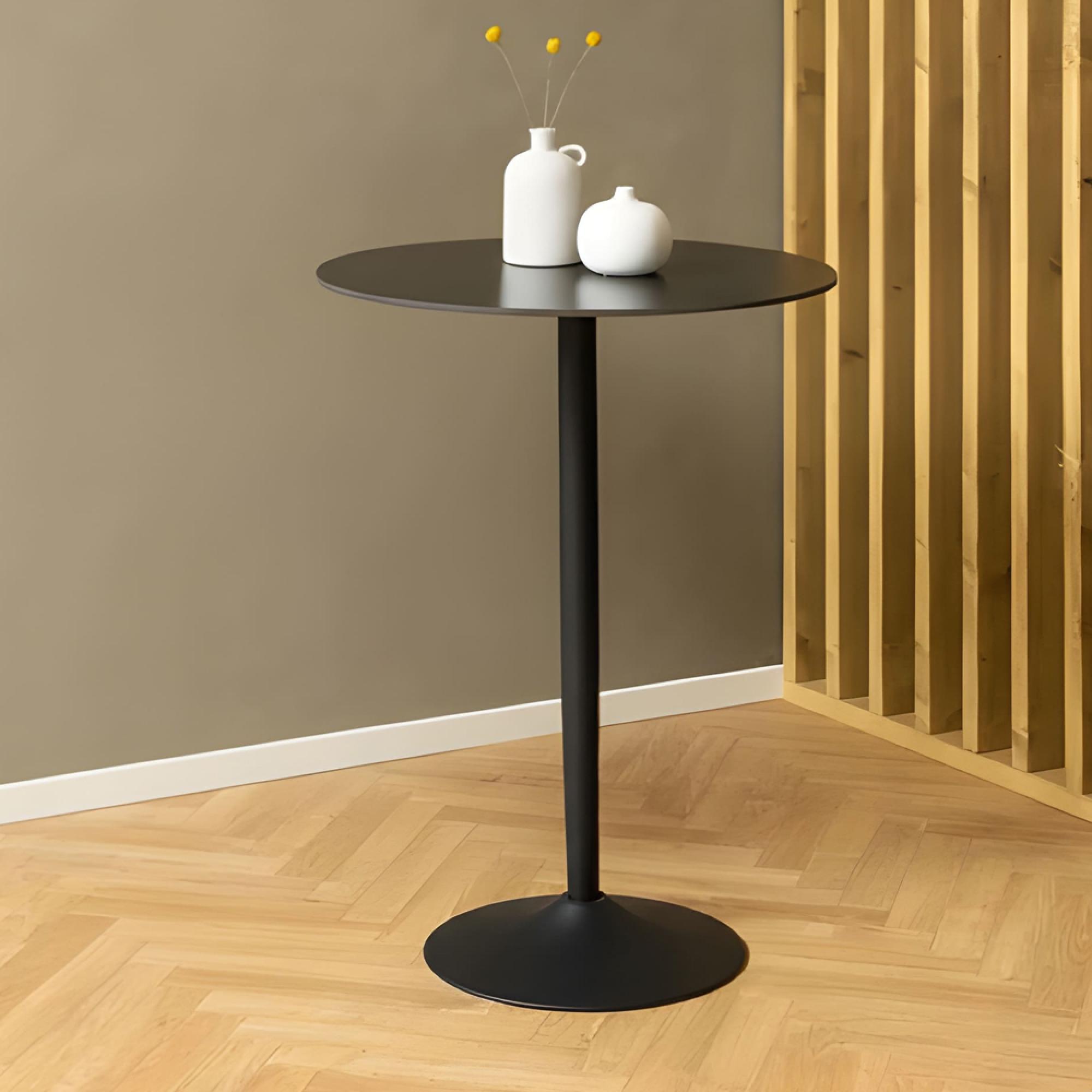 Malta Bar Table - Round - Black Ceramic