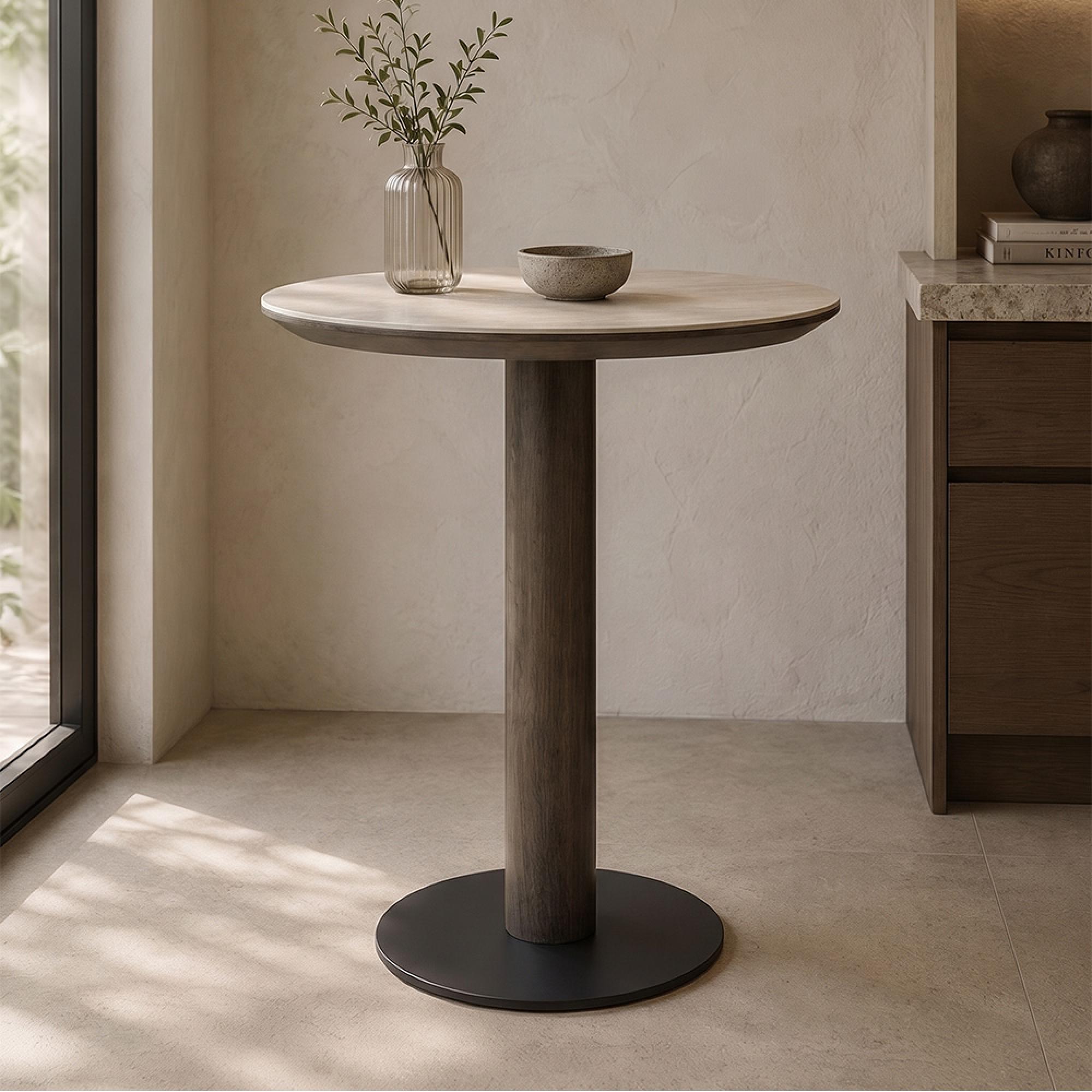 Ritz Bistro Table - Round - Brown - Ceramic and Metal