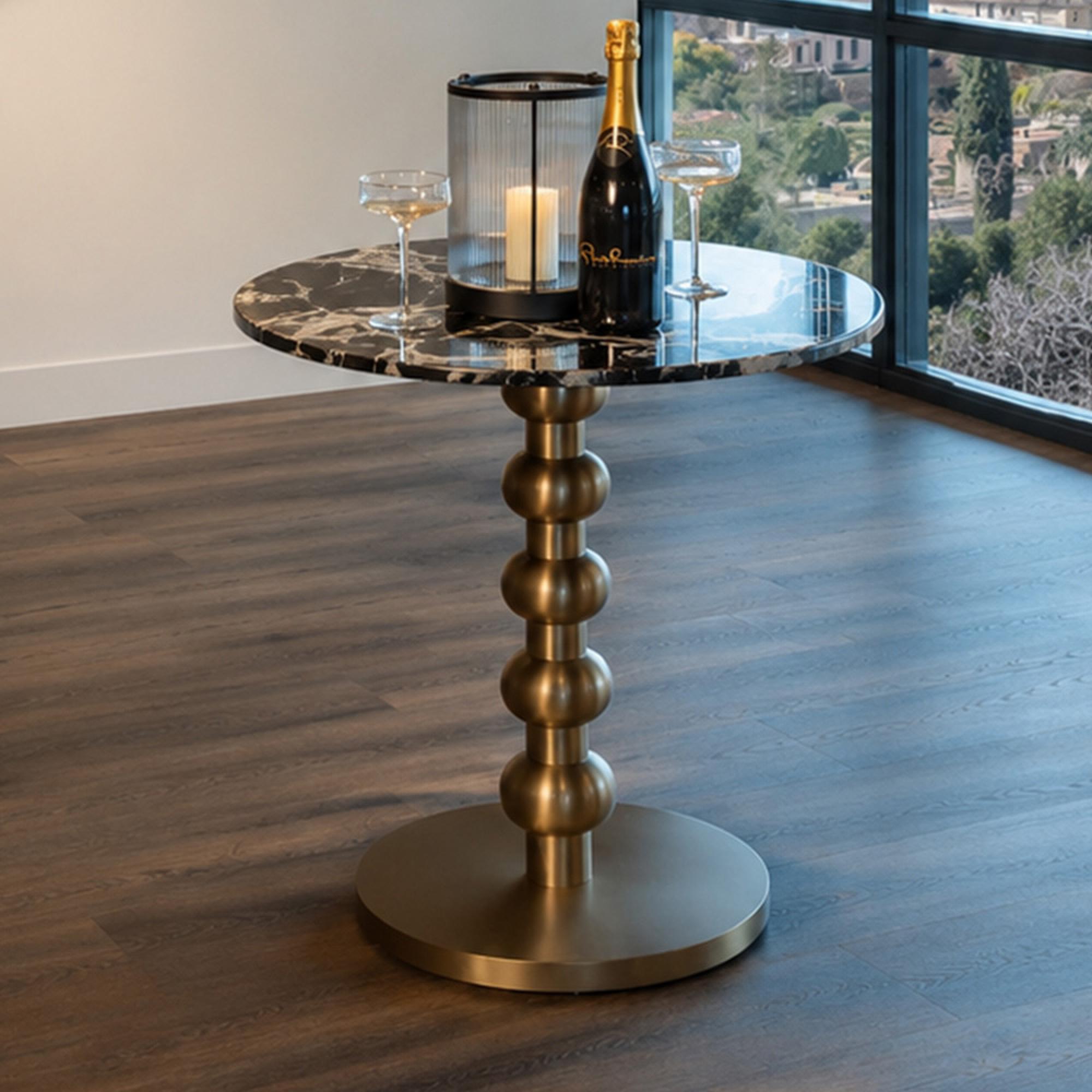 Witlox Bistro Table - Round - Black and Gold - Faux Marble and Metal