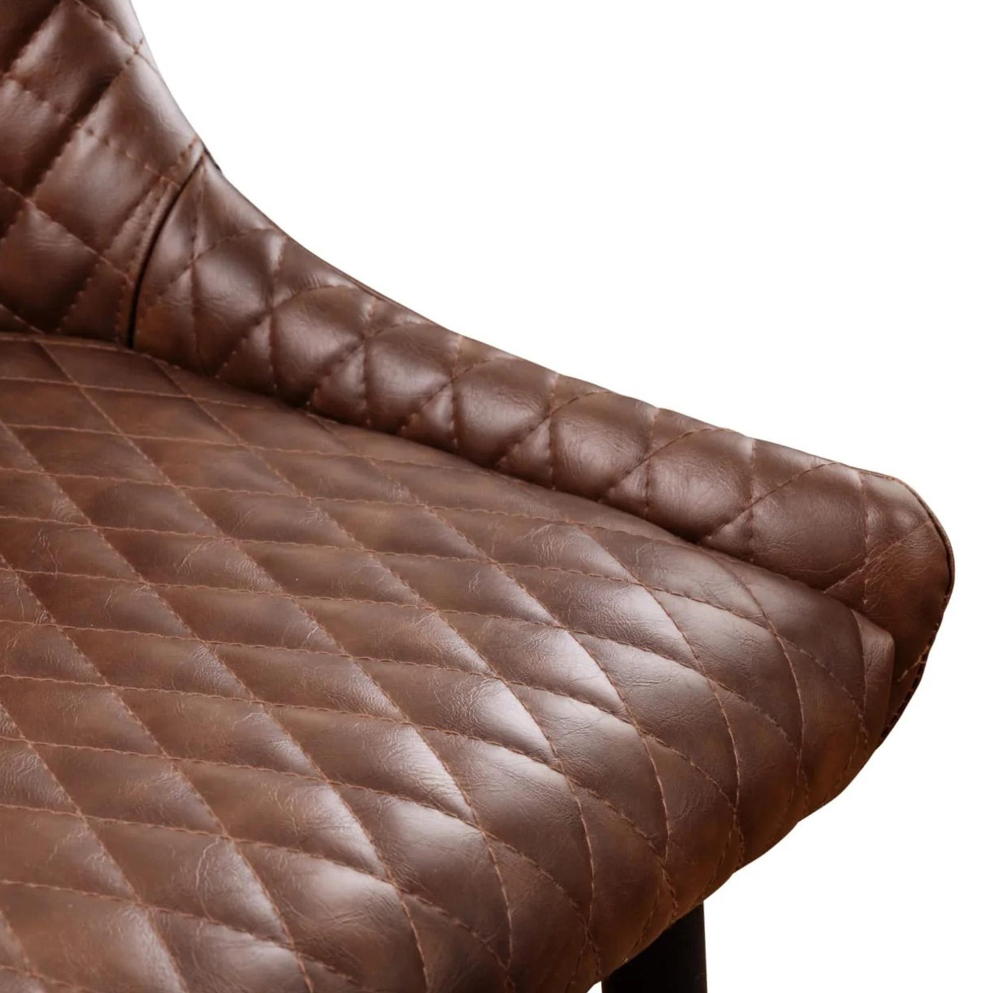 Leather Barstool with Back - Set of 2 - Brown