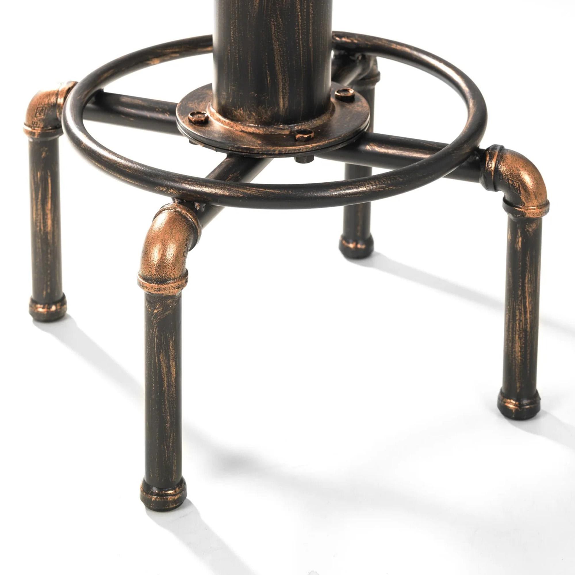 Rockport Round Barstool - Set of 2 - Rustic Elm - Industrial