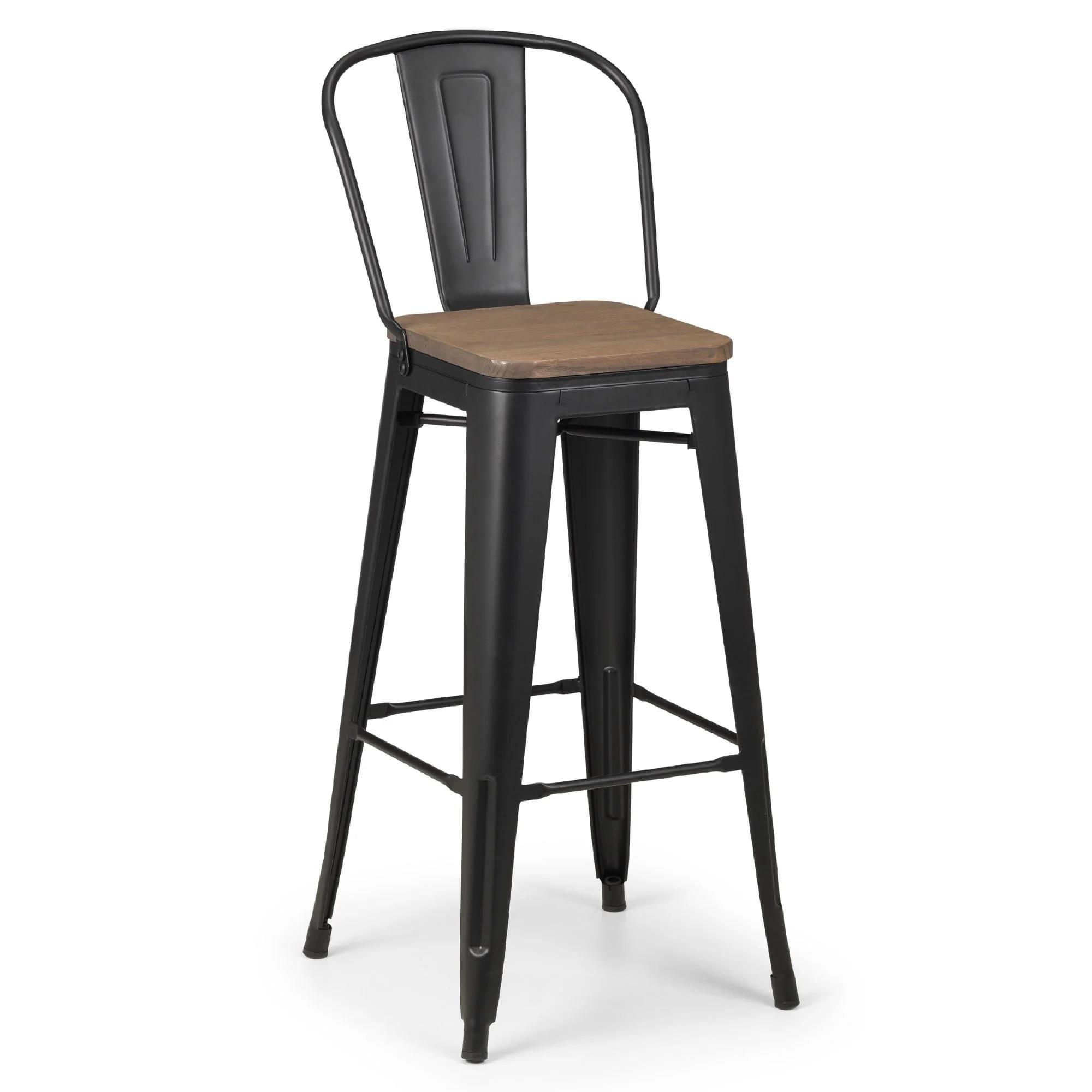 Grafton Bar Set - 4 Stools - Elm Wood - Industrial