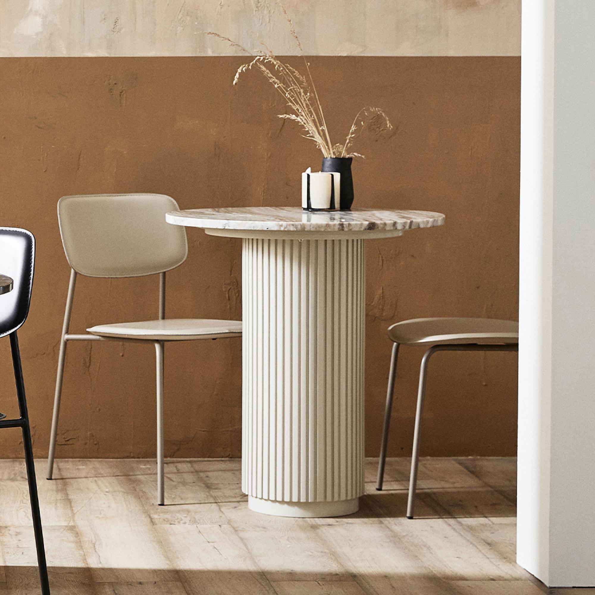 Erie Cafe Table - Round - Ivory Marble