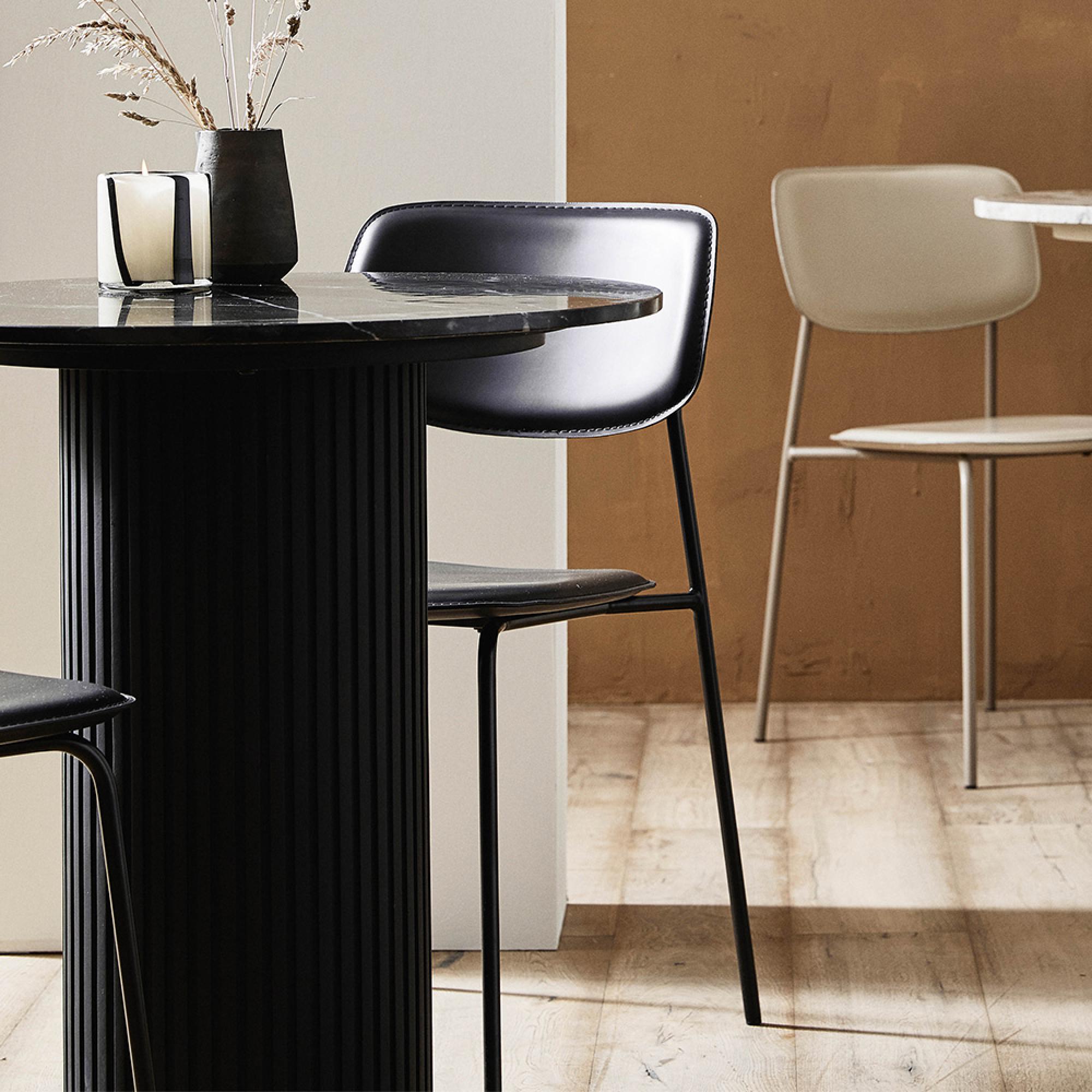 Erie Cafe Table - Round - Black Marble