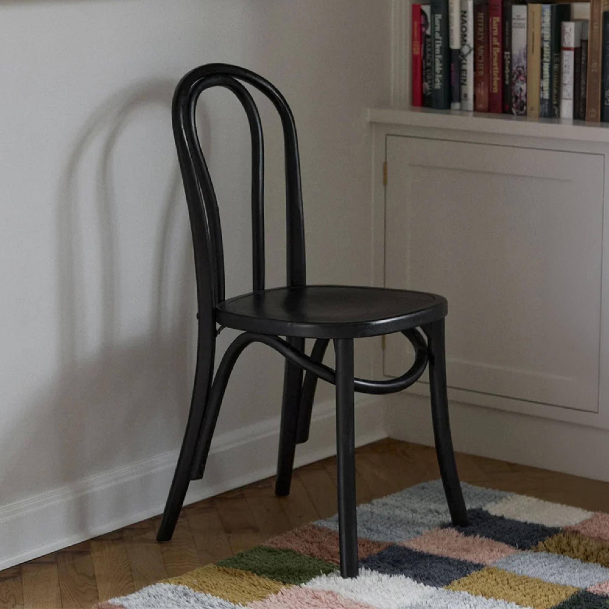 Bistro Bar Chairs - Set of 2 - Wooden - Shiny Black