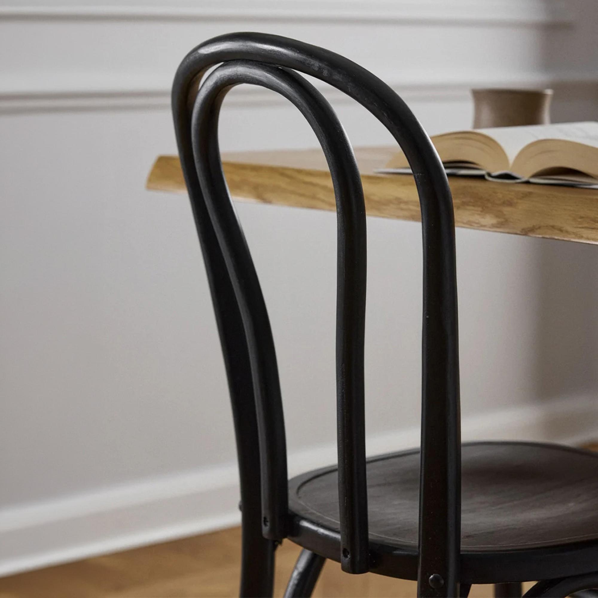 Bistro Bar Chairs - Set of 2 - Wooden - Shiny Black