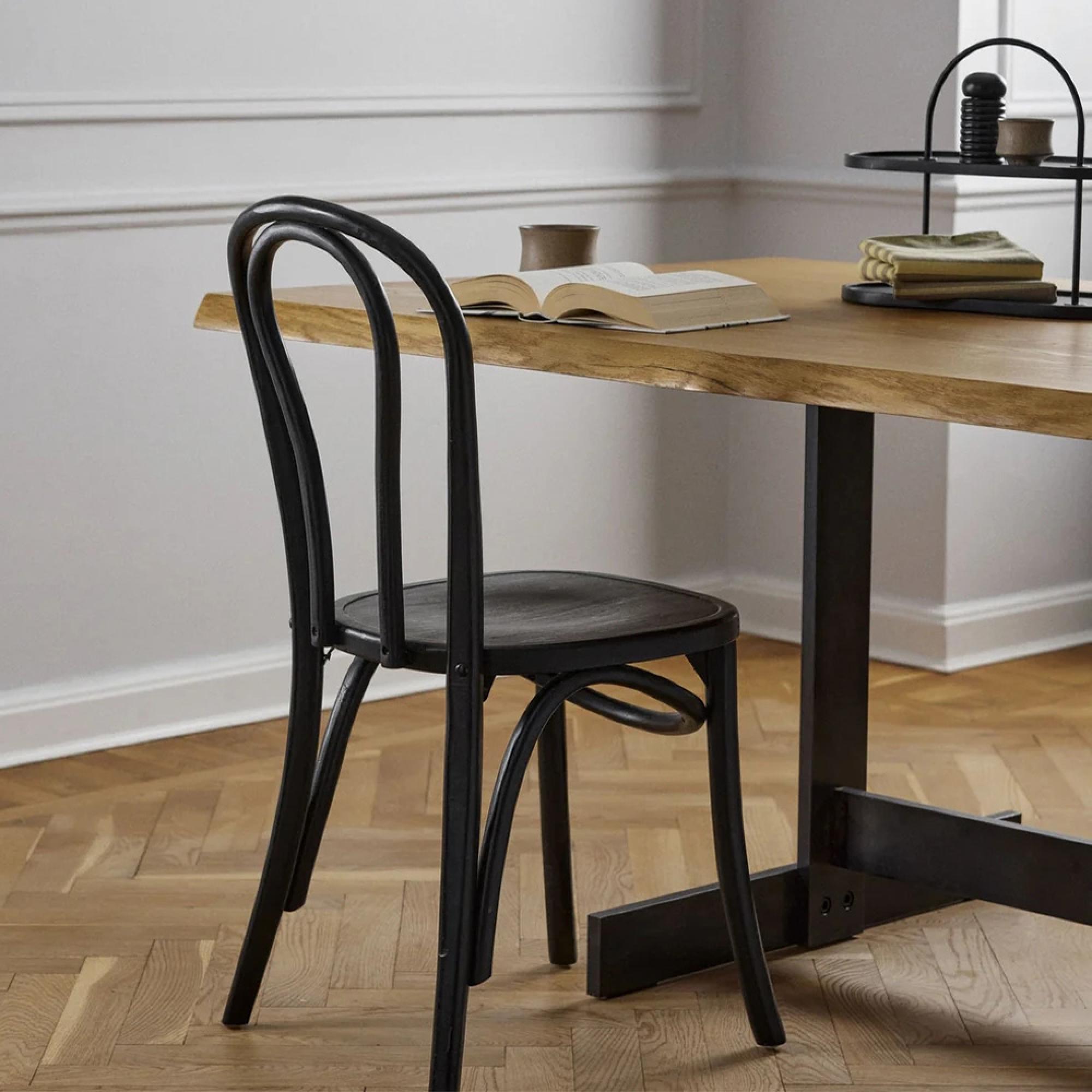 Bistro Bar Chairs - Set of 2 - Wooden - Shiny Black