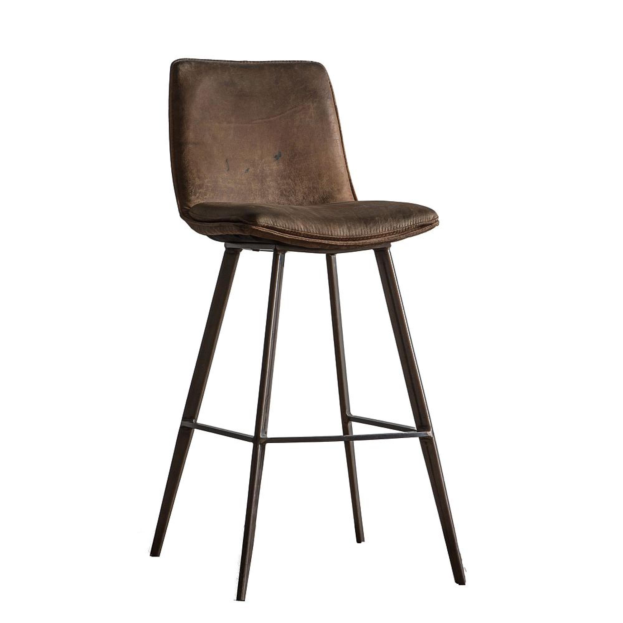 Clearance - Palmer Bar Stool - Set of 2 - Brown Faux Leather - A596