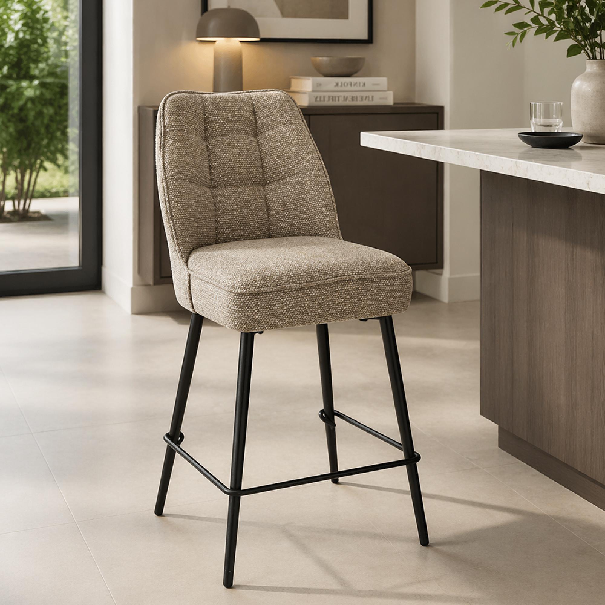 Banbury Counter Stool - Set of 2 - Fabric - Mocha Chenille