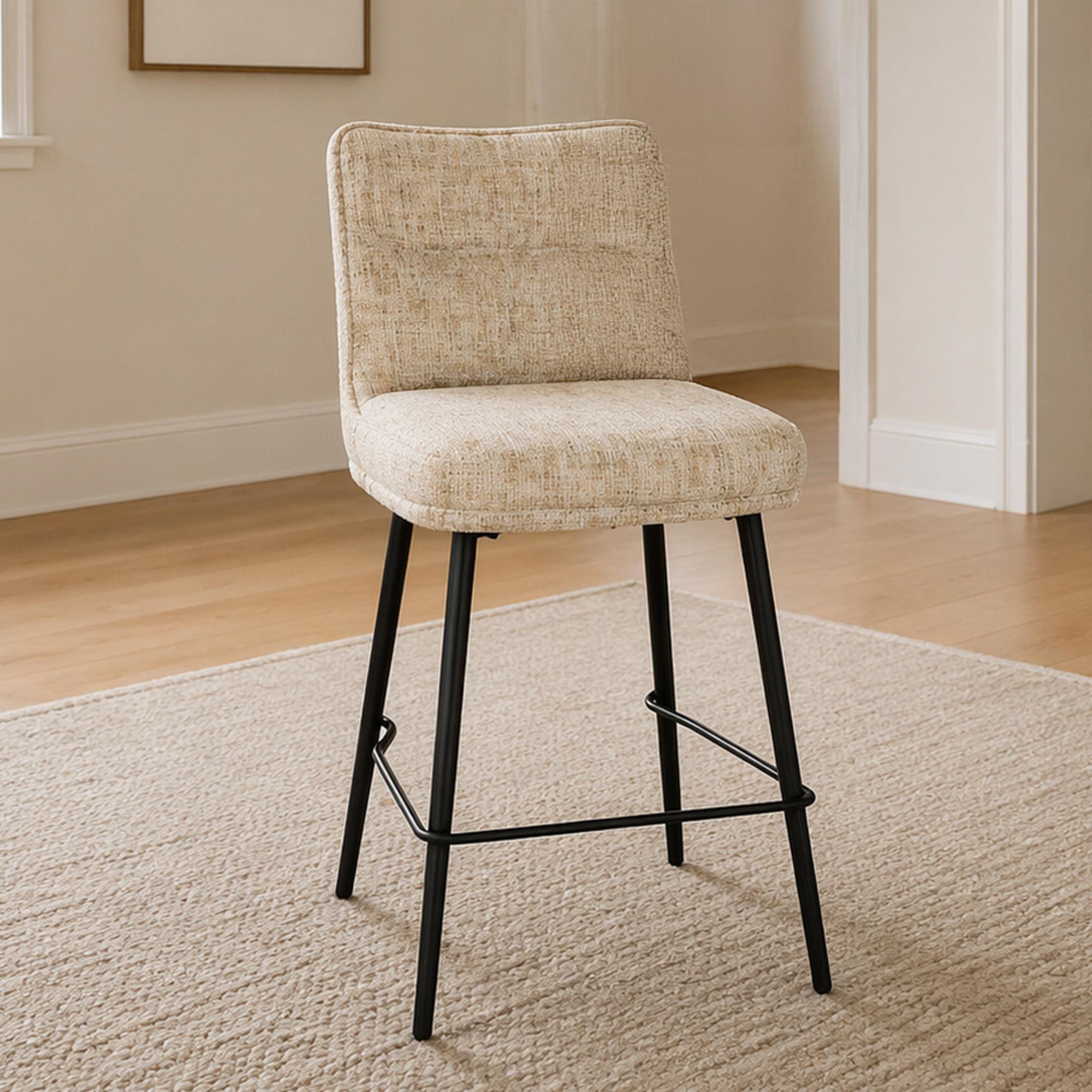 Bedford Counter Stool - Set of 2 - Fabric - Oatmeal Chenille