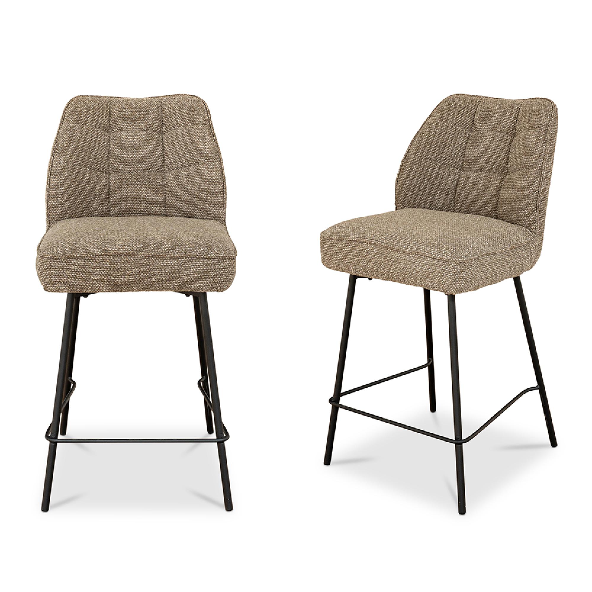 Banbury Counter Stool - Set of 2 - Fabric - Mocha Chenille