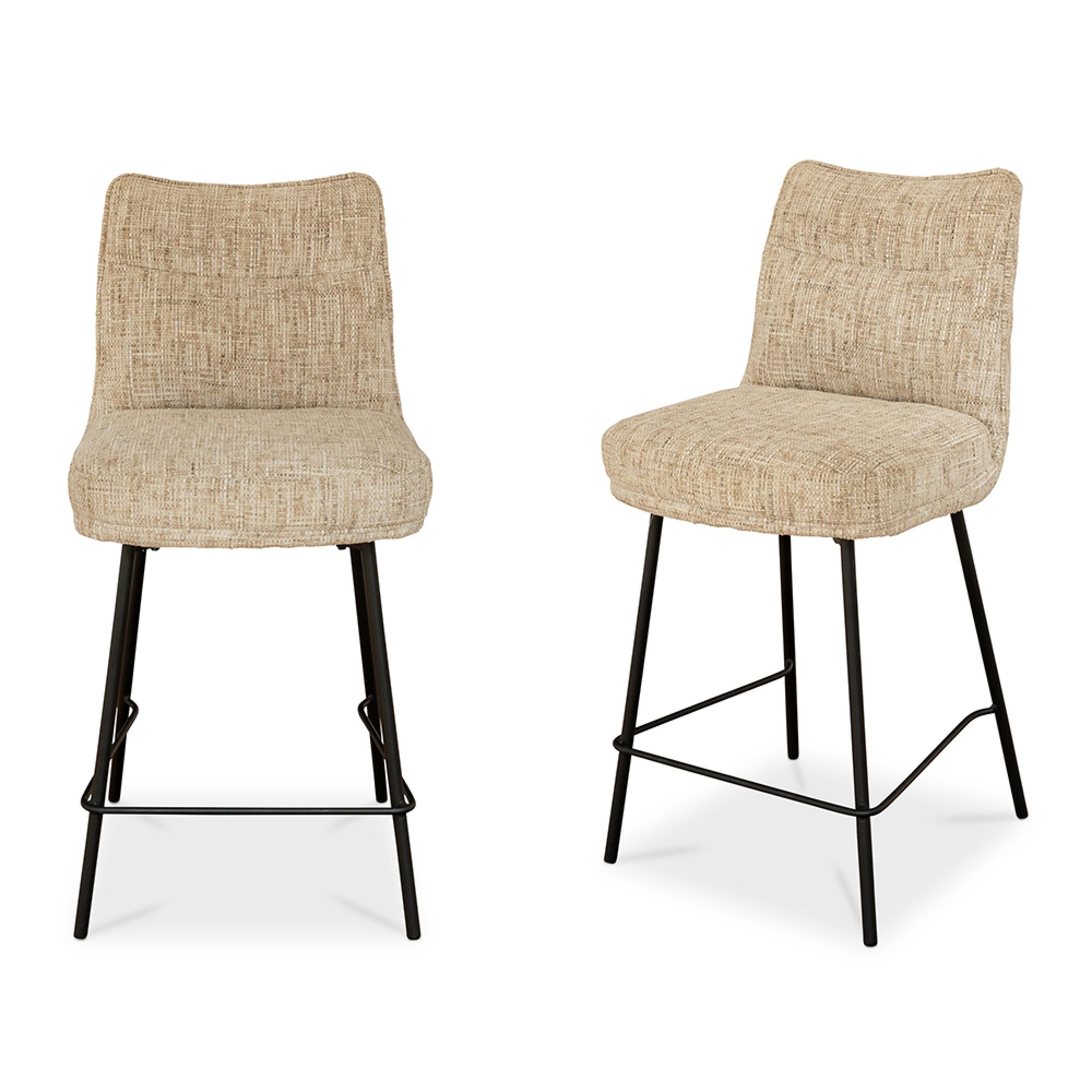 Bedford Counter Stool - Set of 2 - Fabric - Oatmeal Chenille