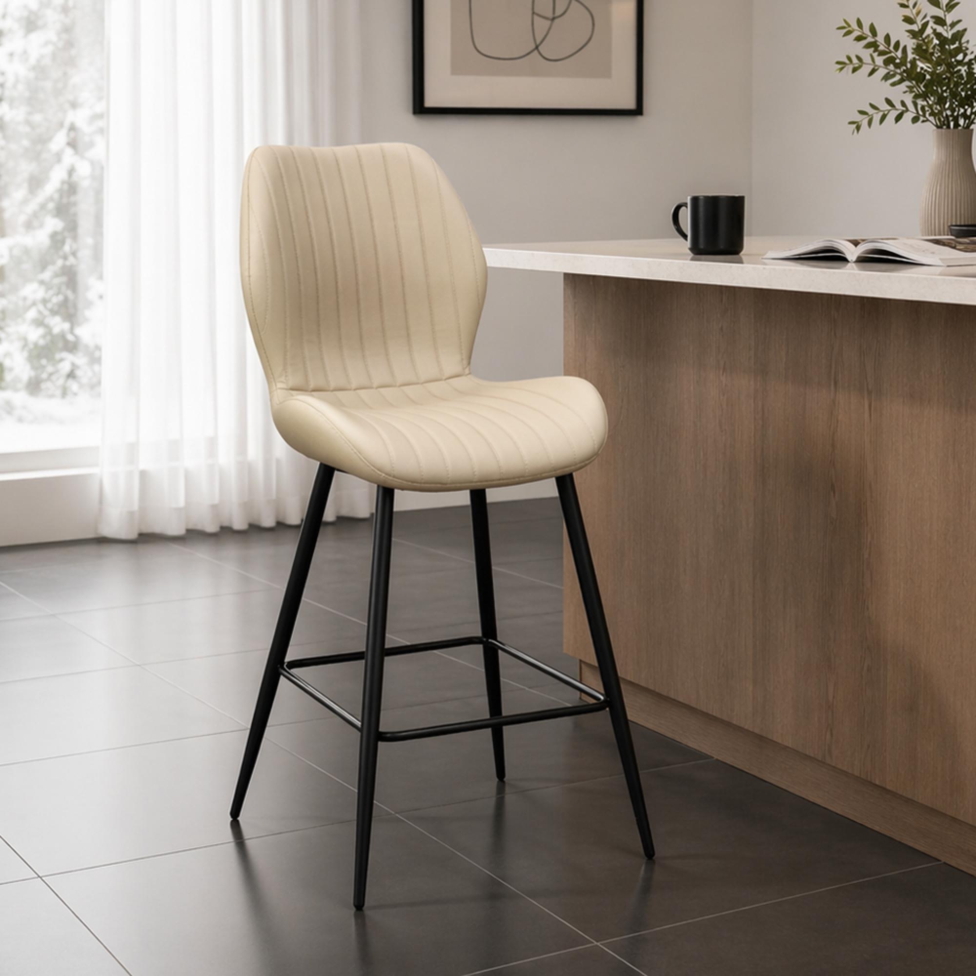 Davis Counter Stools - Set of 2 - Faux Leather - Stone